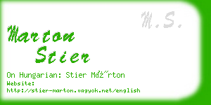 marton stier business card